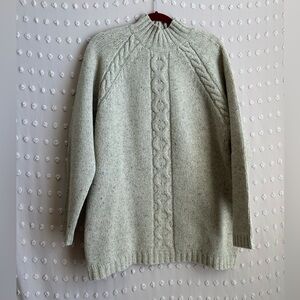 Land’s End Women’s Cable Knit‎ 100% Wool Turtleneck Sweater Sz 14-16 Tan